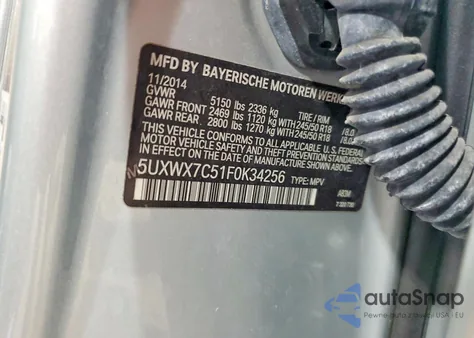 2015 BMW X3 xDrive35I from USA, damaged, VIN 5UXWX7C51F0K34256